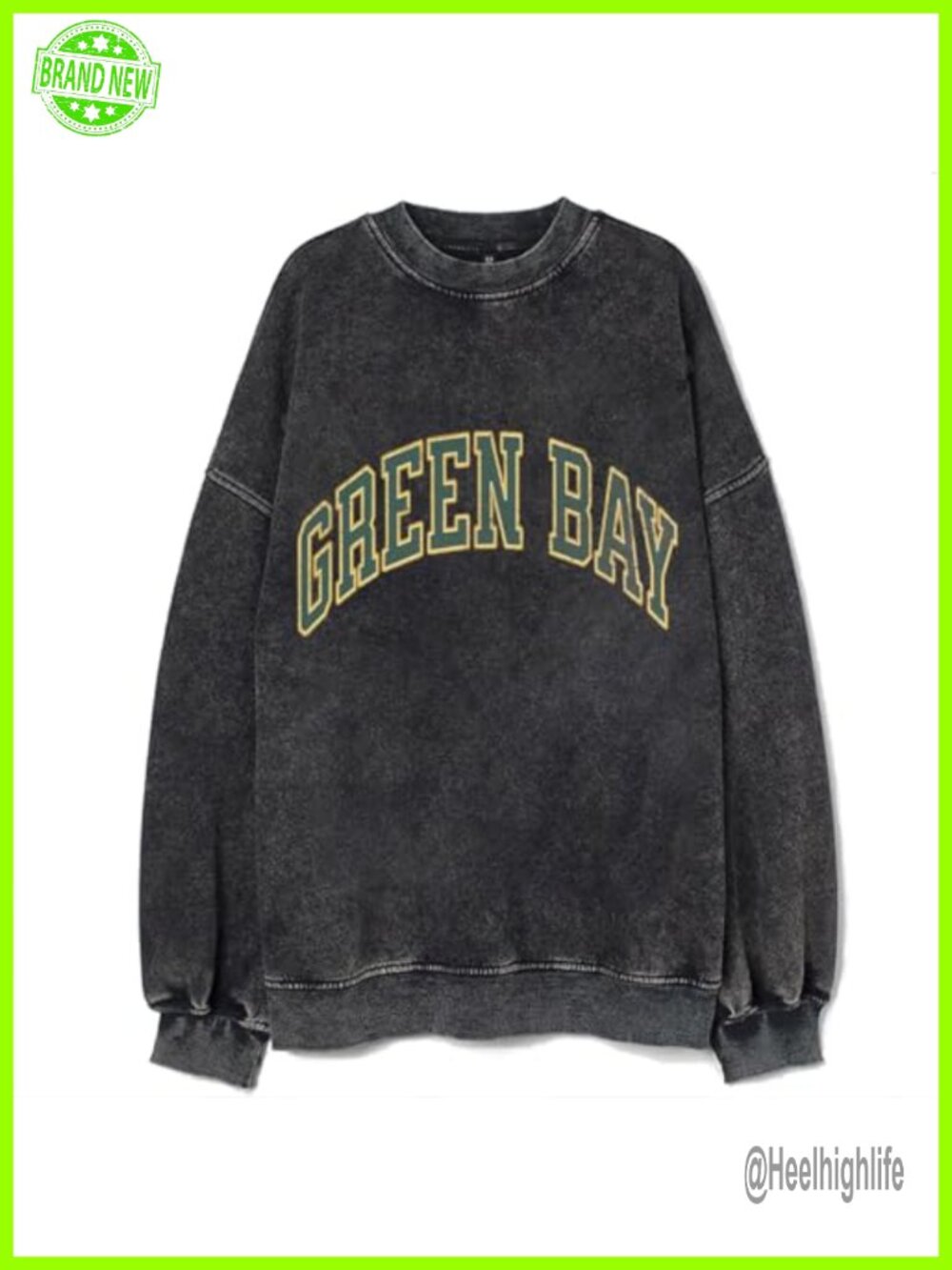 Vintage Green Bay Football Sweatshirt Cotton Pullover Crew Neck Loose Fit